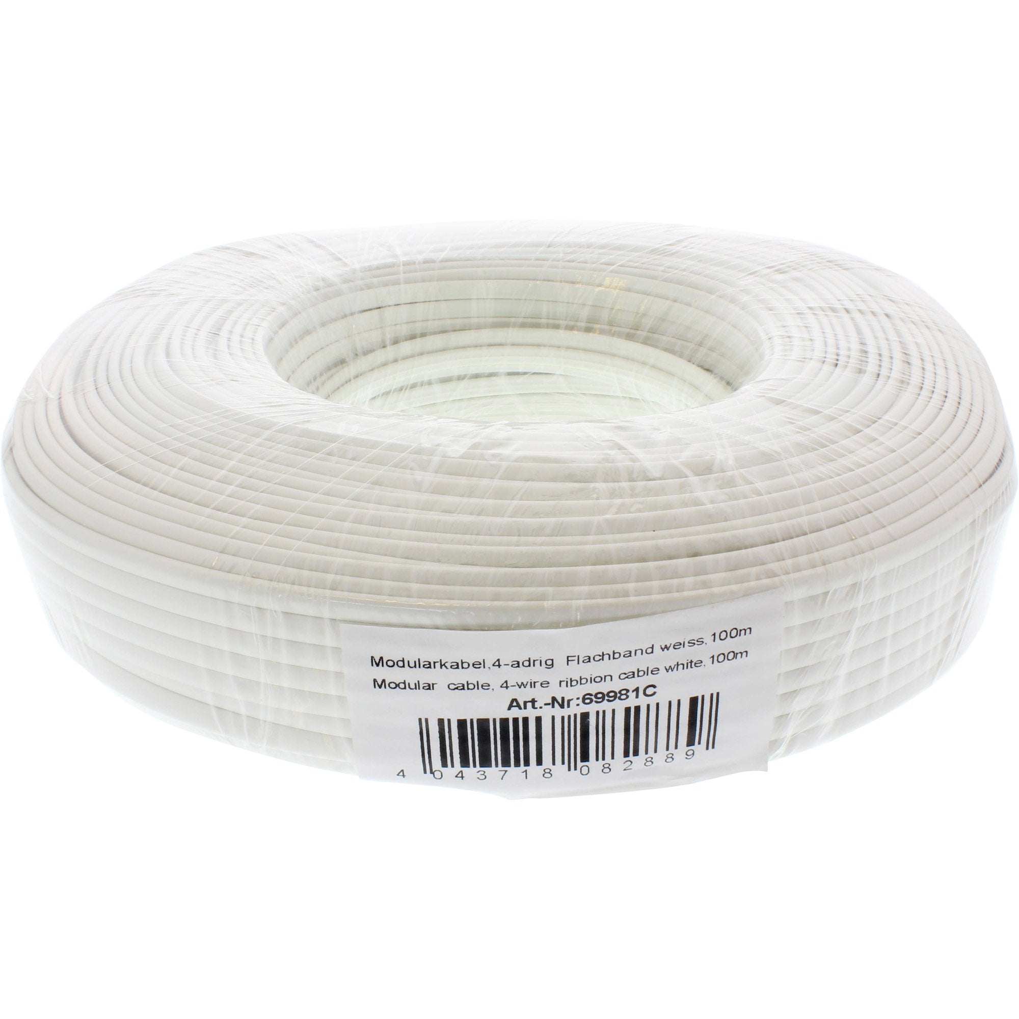 Cable Modular Inline Cable Plano De 4 Hilos Blanco 100m