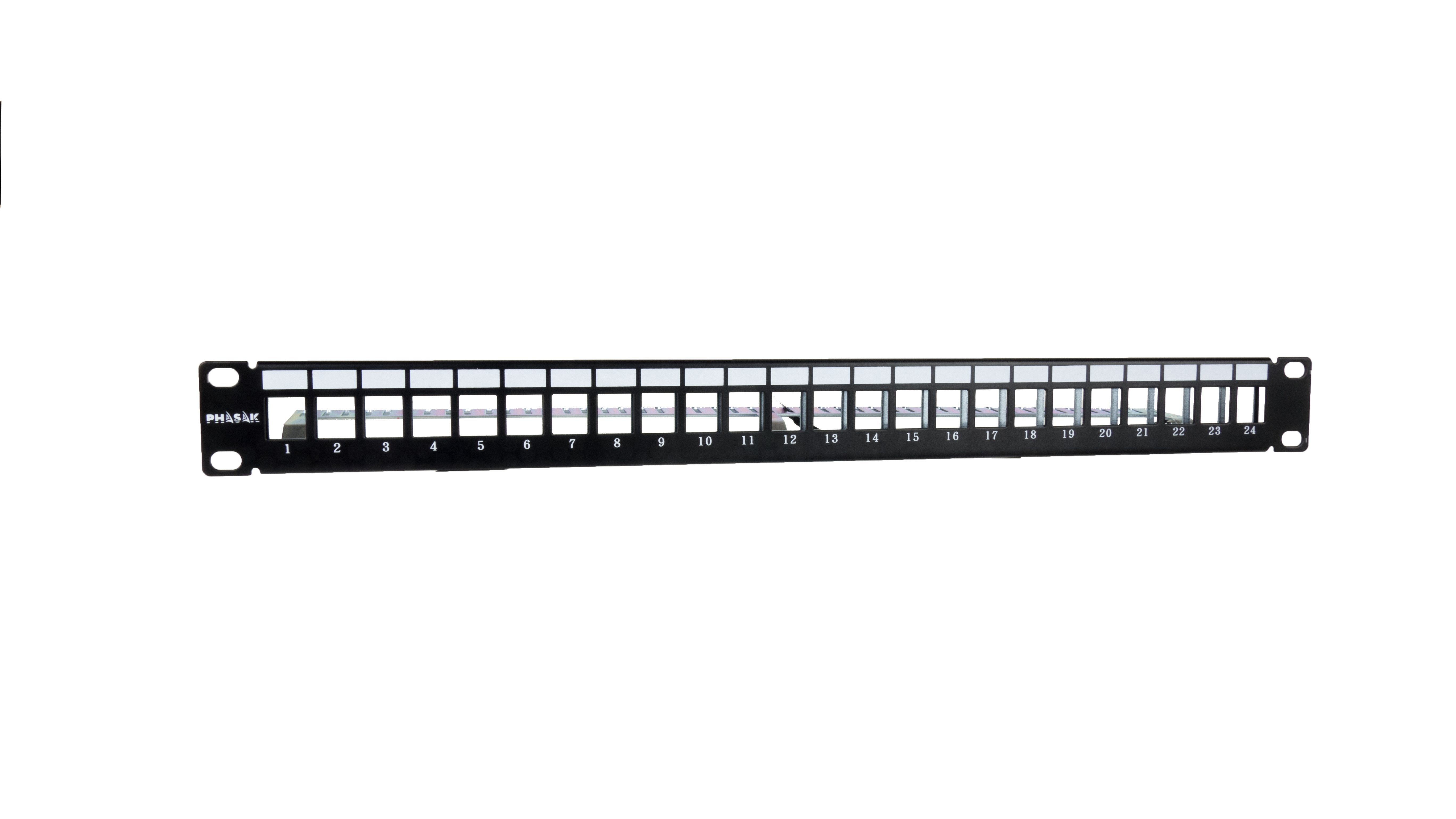 Phasak Panel Frontal 19" Para 24 Conectores 1u Con Org. De Cables Ftp Phasak Negro