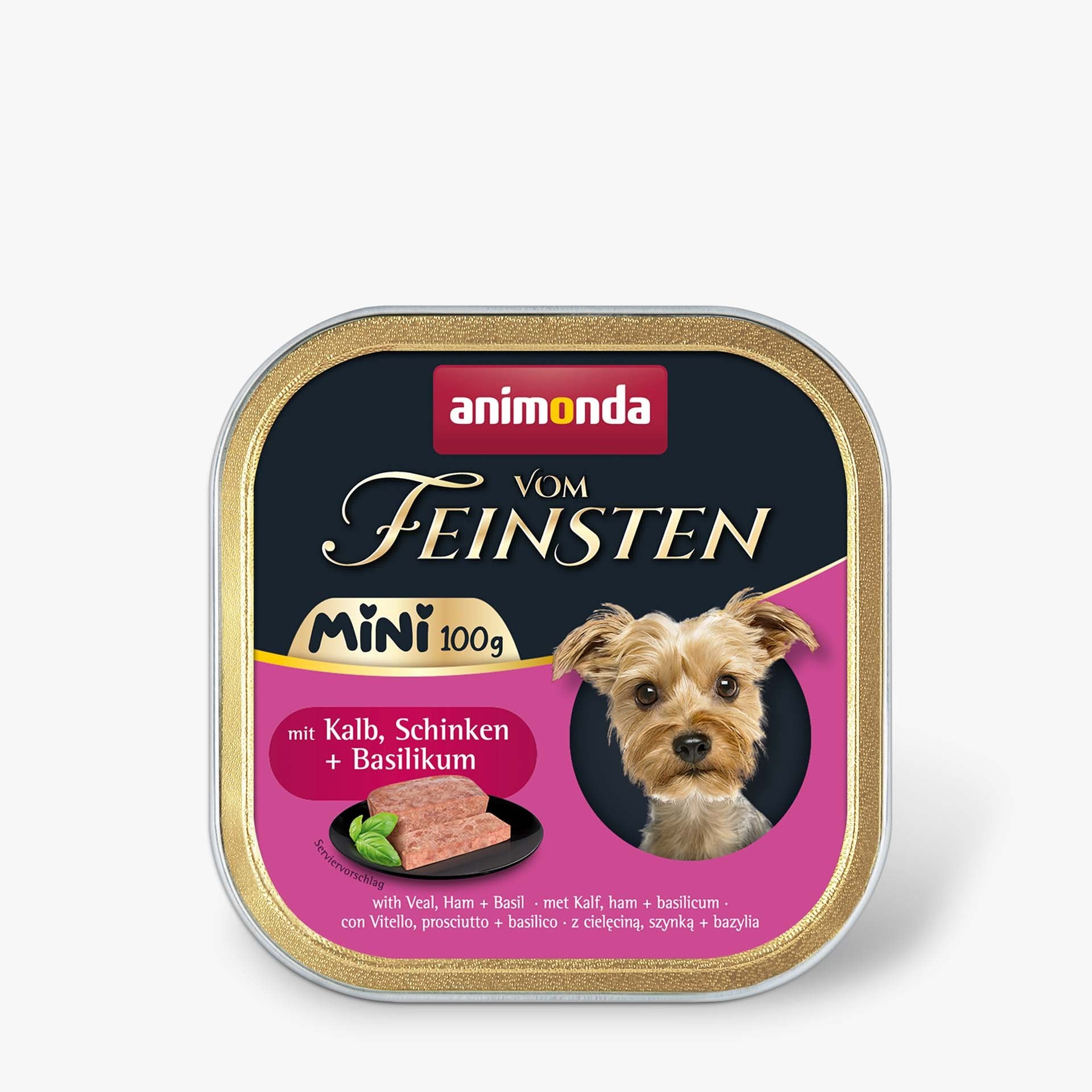 Comida Húmeda Para Perros Animonda Vom Feinsten Adult Mini Veal, Ham And Basil 100g