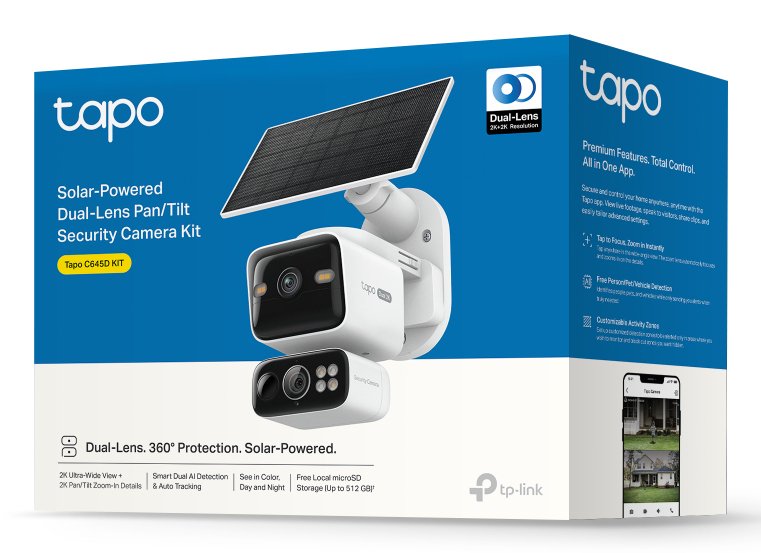 Camara Exterior Ip Wifi Tp-Link Tapo C645d 2k Doble Lente Solar Ip65 V. Nocturna Color 360 Ia
