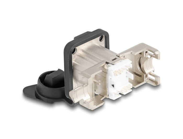 Delock 67063 Conector Rj45 Tipo-D Empotrado Con Conexión Lsa Cat.6a Stp Con Tapa Protectora Ip66 Resistente Al Polvo Y Al Agua