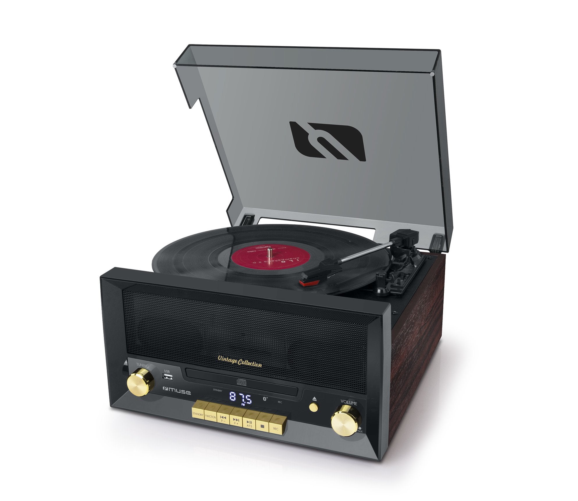 EAN 3700460207502 - Muse MT112W tocadisco Tocadiscos de tracción por correa Marrón Automático imagen 1