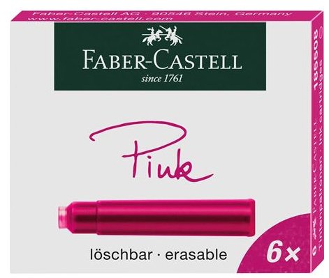 Faber Castell Estuche De 6 Cartuchos Tinta Borrable Fucsia
