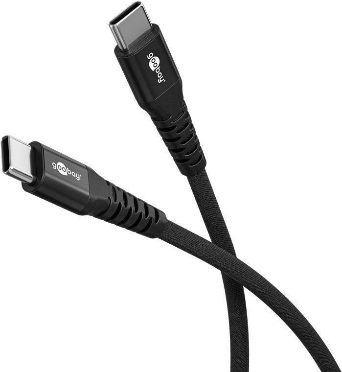 Goobay Usb-C Supersoft Textile Cable With Metal Plugs, 1 M, Black