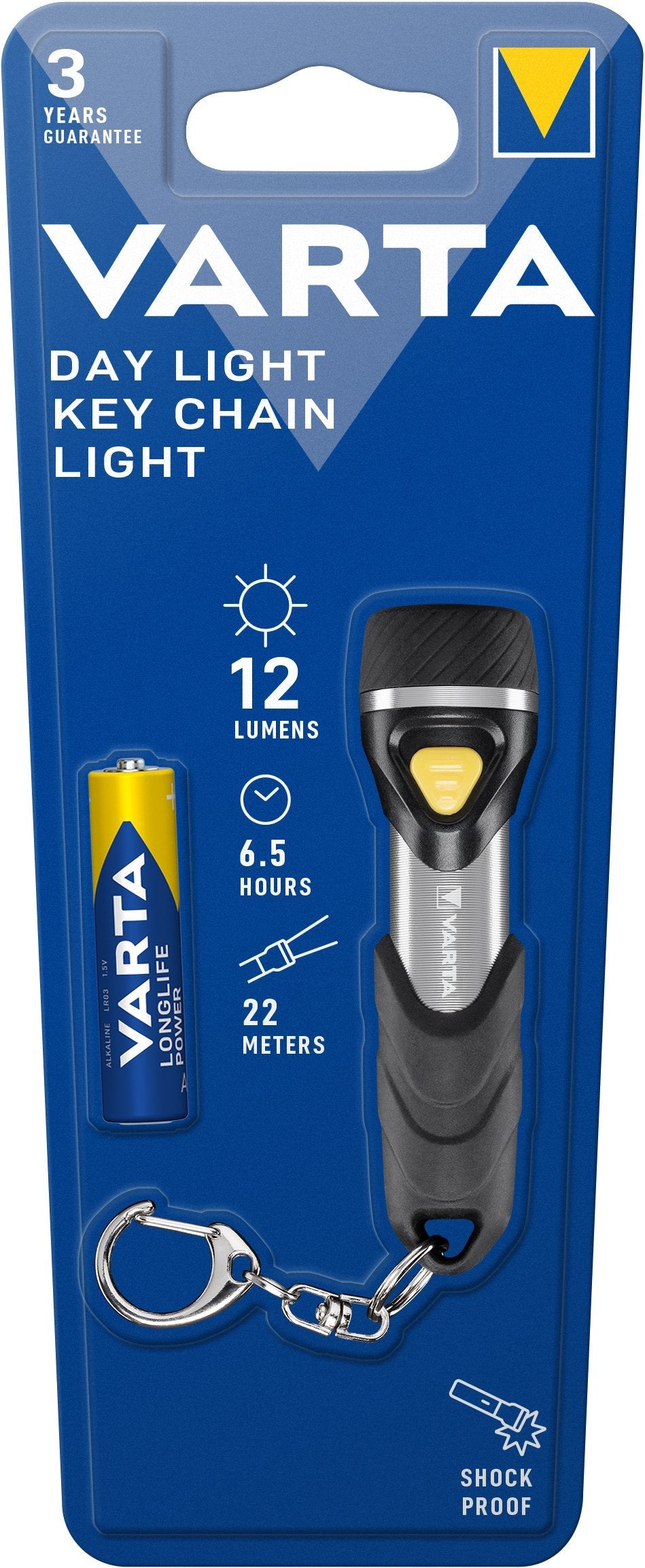 Varta Day Light Key Chain Light Linterna De Llavero Aluminio, Negro Led 1aaa