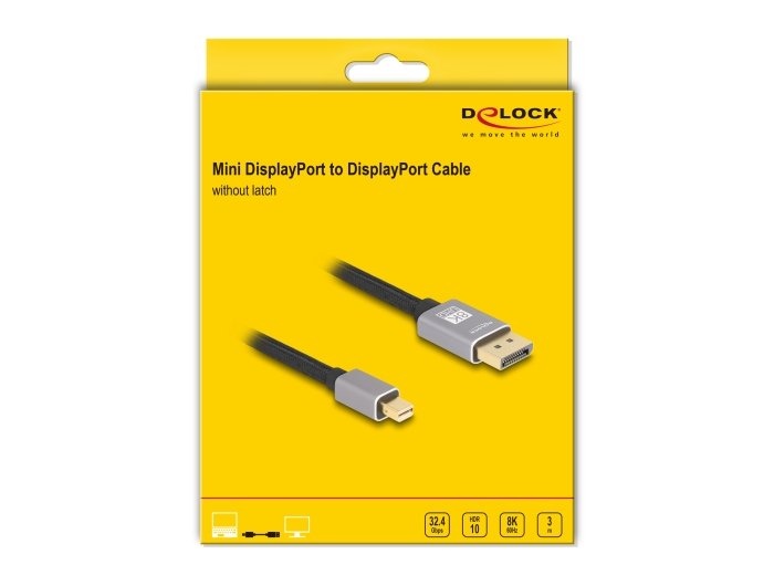 Delock 81093 Cable Mini Displayport A Displayport 8k 60 Hz 3 M Gris Metal Sin Pestillo