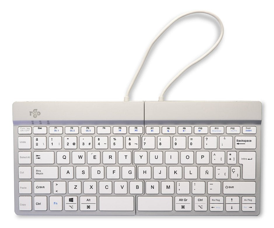 R-Go Split Break Keyboard, Qwerty (Es), Bluetooth, White