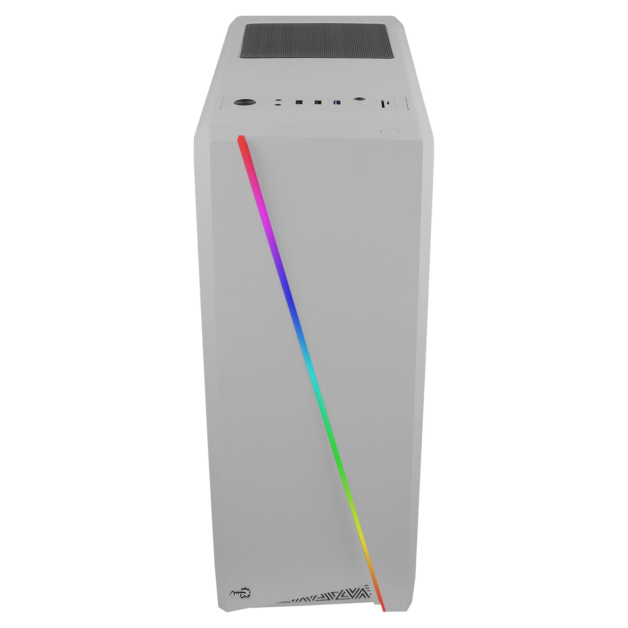 Caja Pc Aerocool Semitorre Cylon White Frontanl Elegante Con Linea De Iluminacion Rgb Lateral Transluciodo Acrilico Lector Sd Y Microsd 198(W)X4