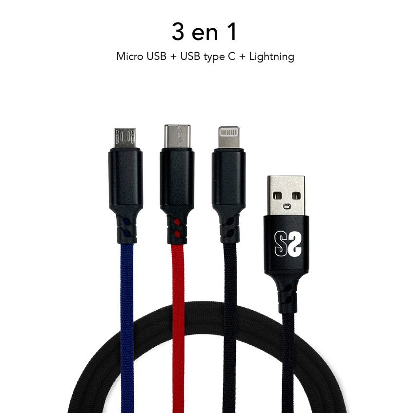 EAN 8436586740665 - SUBBLIM SUB-CAB-3IN101 cable USB USB 3.2 Gen 1 (3.1 Gen 1) 1 m USB A USB C/Micro-USB B/Lightning Negro, A imagen 9