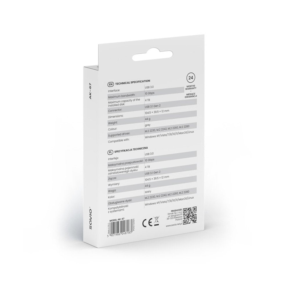 EAN 5901986048183 - Savio AK-67 caja para disco duro externo Caja externa para unidad de estado sólido (SSD) Gris M.2 imagen 11