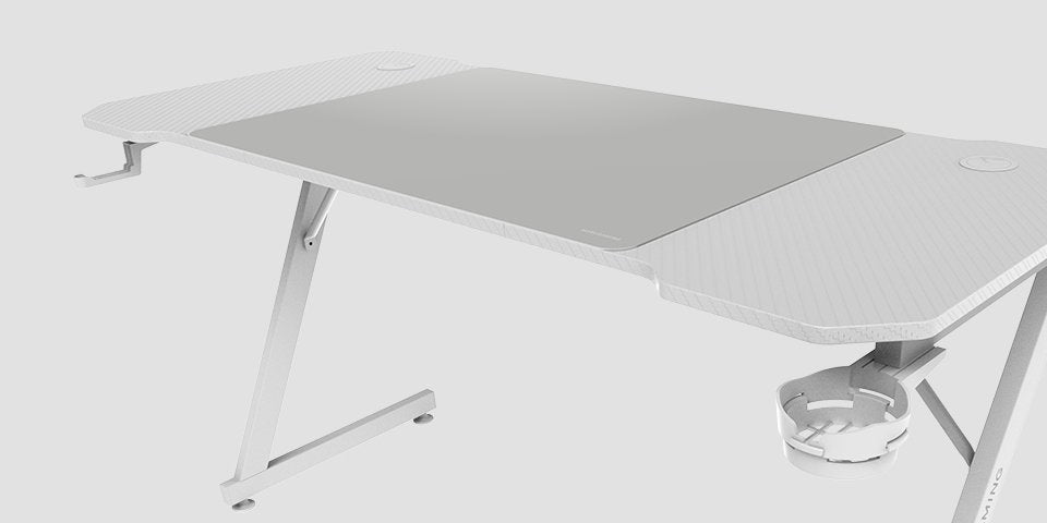 Mesa Gaming Mgd-X140 Blanco Mars Gaming 140x60/ Alfombrilla Xxl/ Soportes Externos Para Bebidas Y Auriculares/ Gestión De Cables