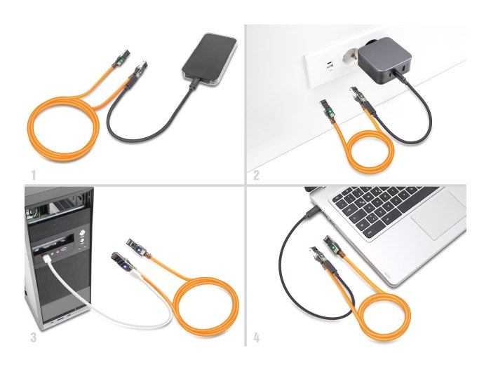 Delock 80418 Cable De Red Rj45 Con Función De Buscador De Puerto Usb Type-C Self Tracing Cat.6a S/Ftp 10 M Naranja