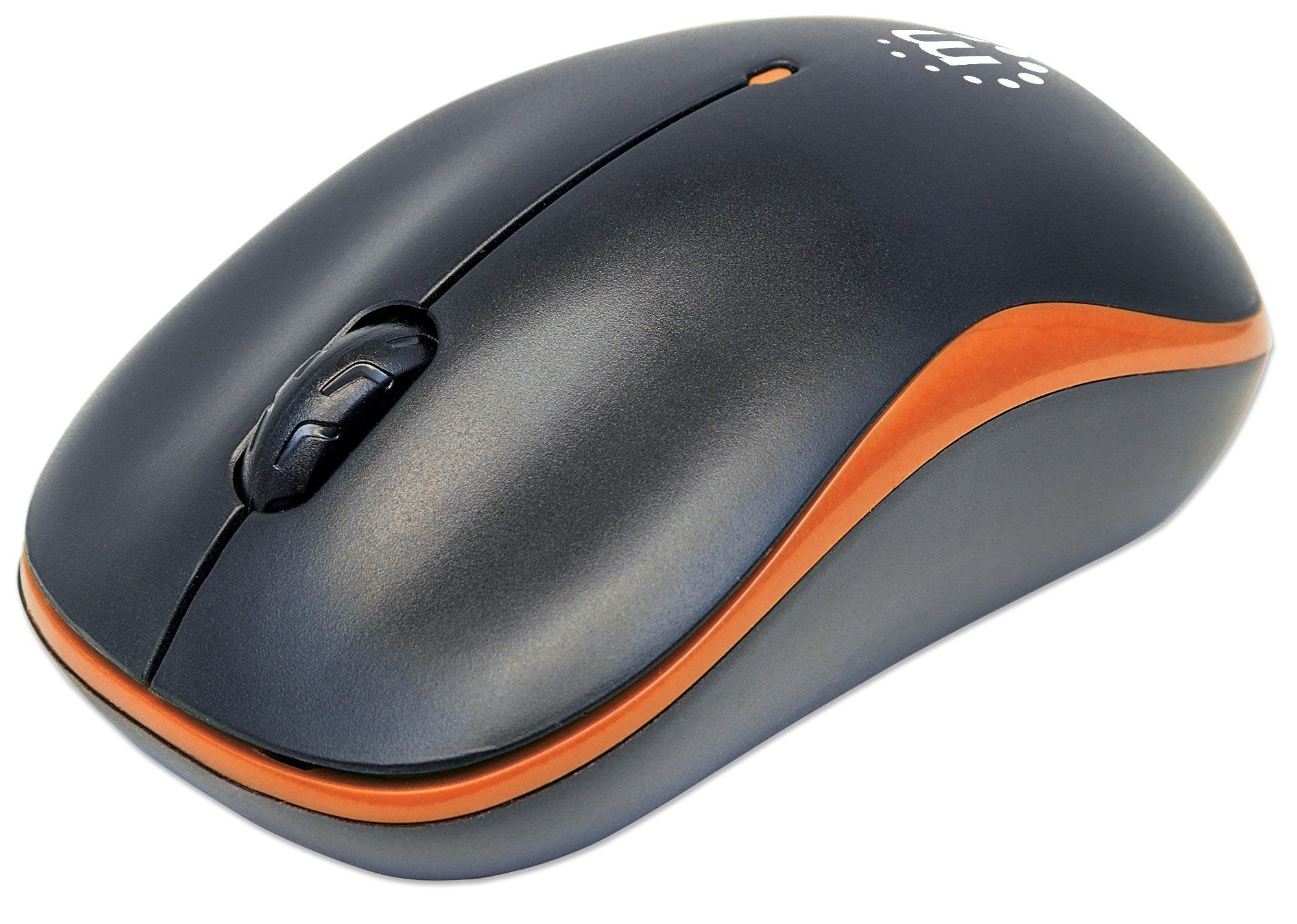 Manhattan Ratón Óptico Inalámbrico Success Usb, Tres Botones Con Rueda De Desplazamiento, 1000 Ppp, Naranja/Negro
