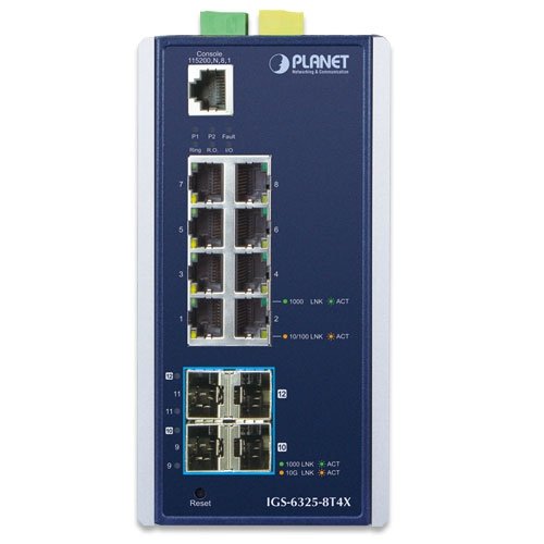 Ip30 Indumrial L3 8-Port 10 100 1000t + 4-Port 10g Sfp+ Managed Ethernet Switch