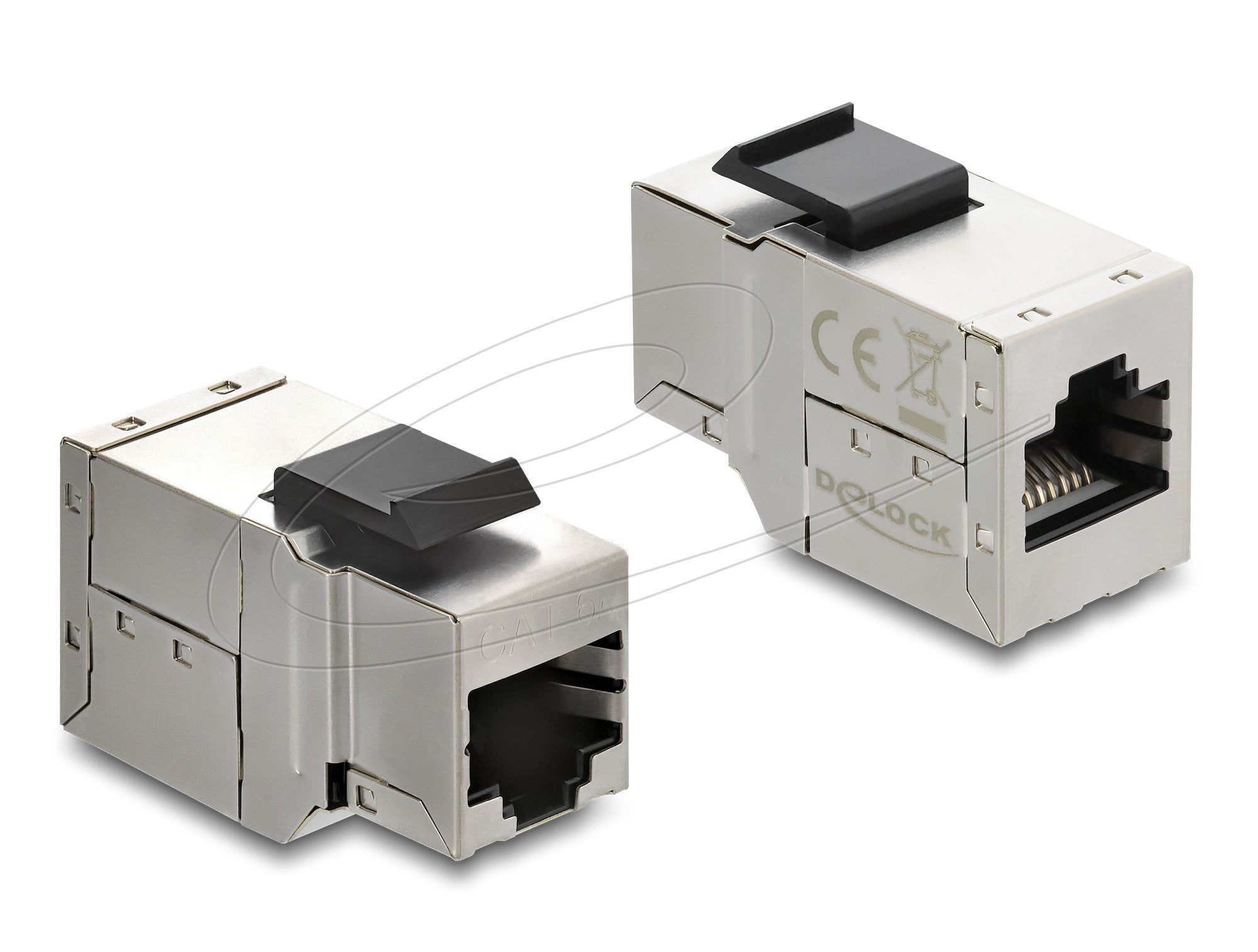 Keystone Modul Kupplung Rj45 Buchse Zu Rj45 Buchse Cat.6a Mit Schwarzer Kunststoff Latch, Geschirmt