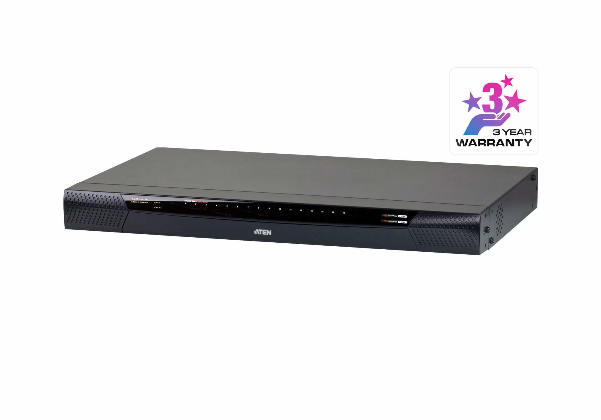 Aten / Conmutador Kmv / 16-Puertos / Kn1116va-Ax-G Aten 16-Puertos 2-Bus Cat5e/6 Kvm Sobre Ip Switch, Luc (Laptop Usb Console), Con Audio &Amp Soporte Para Medio Virtual (Kn1116va-Ax-G)