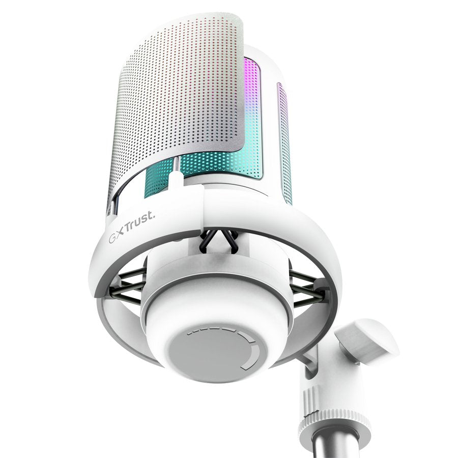 Microfono Trust Gxt 238w Auron Gaming Usb Iluminacion Led Patron Cardioide Tripode Blanco
