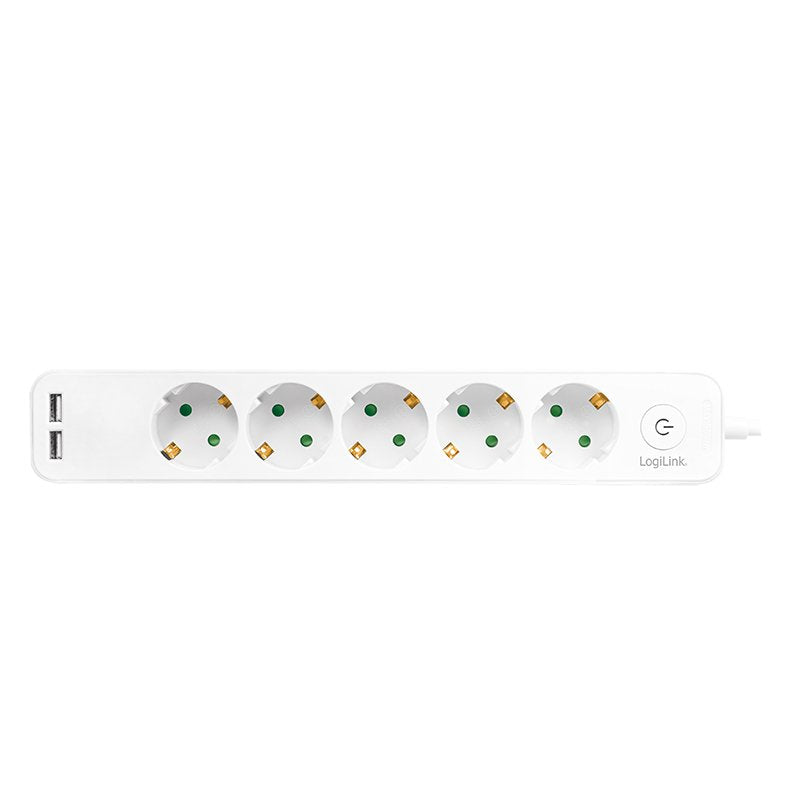 Regleta De Enchufes Logilink De 5 Vías, 1,5 M 2xusb 5v/2,1a Máx.
