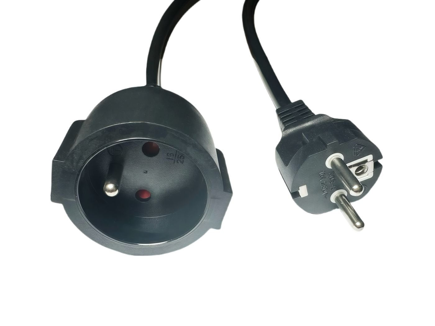 Power Extension Cord Eu To French Type E, 3m Black