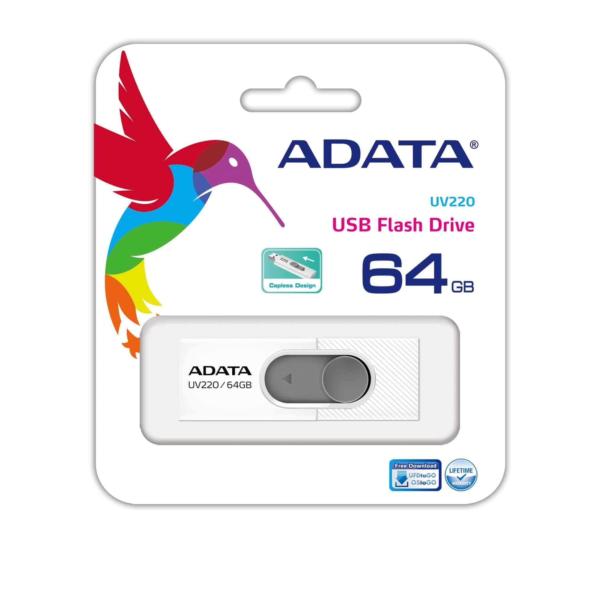 EAN 4713218462770 - ADATA UV220 unidad flash USB 64 GB USB tipo A 2.0 Gris, Blanco imagen 3