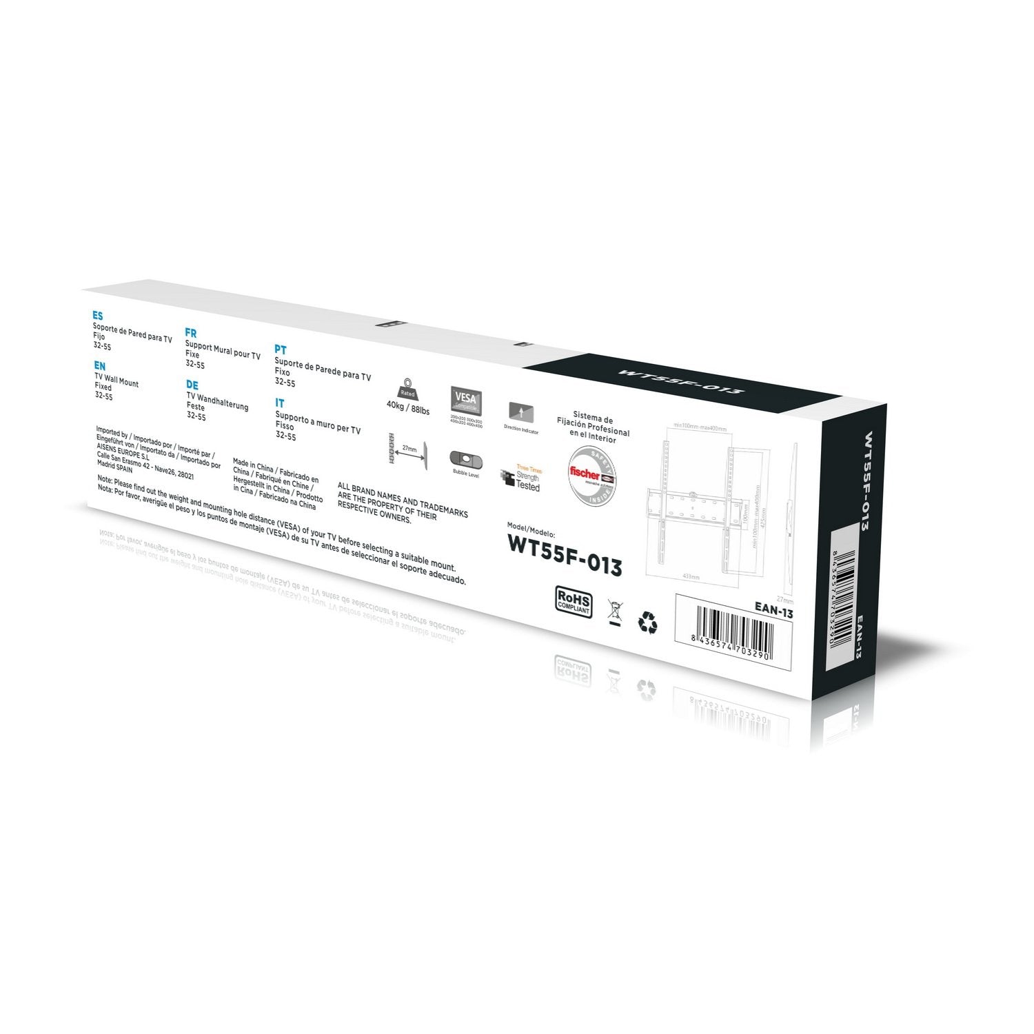 Aisens Soporte Tv Monitor Eco Ultra Delgado 40kg De 32-55 Negro Wt55f-013