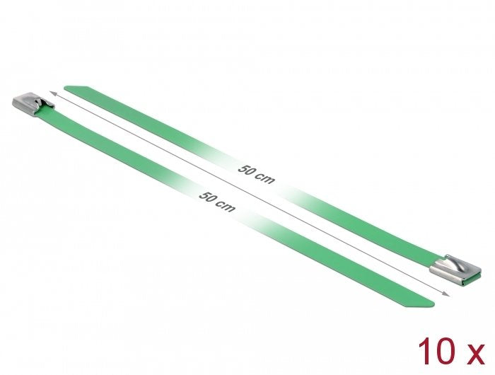 Delock Edelstahlcablebinder L 500 X B 7,9 Mm Grün 10 Stück