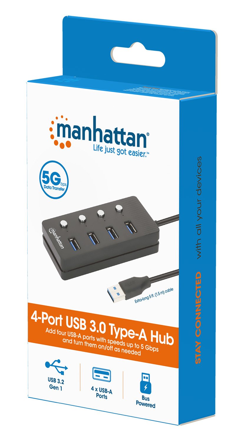 Manhattan4-Port Usb 3.0 Typ-A Hub Negro