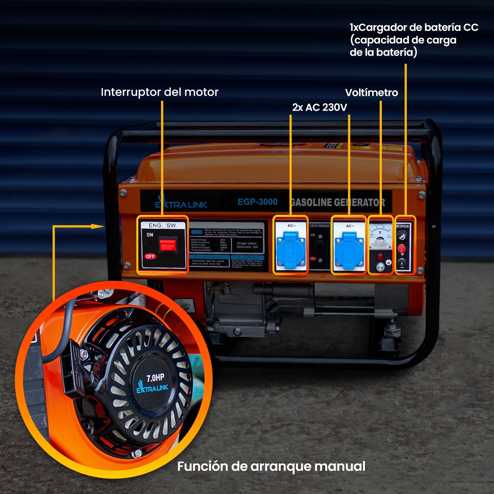EAN 5905090330349 - Extralink EX.30349 motor-generador 2800 W 15 L Negro, Naranja imagen 21