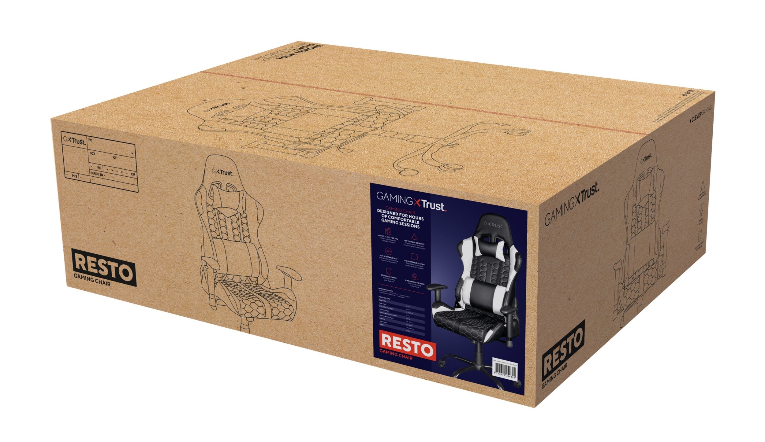 Silla Trust Gxt 708w Resto Universal Gaming Black, White