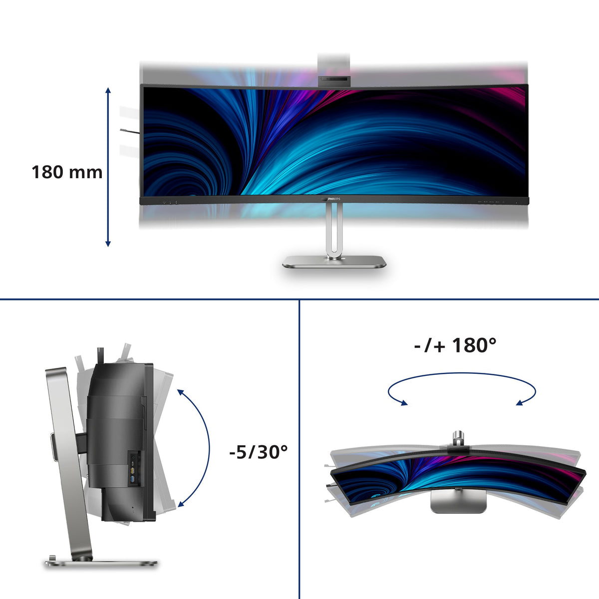 EAN 8712581804763 - Philips 49B2U6903CH/00 pantalla para PC 124 cm (48.8") 5120 x 1440 Pixeles Dual QHD LCD Gris imagen 7