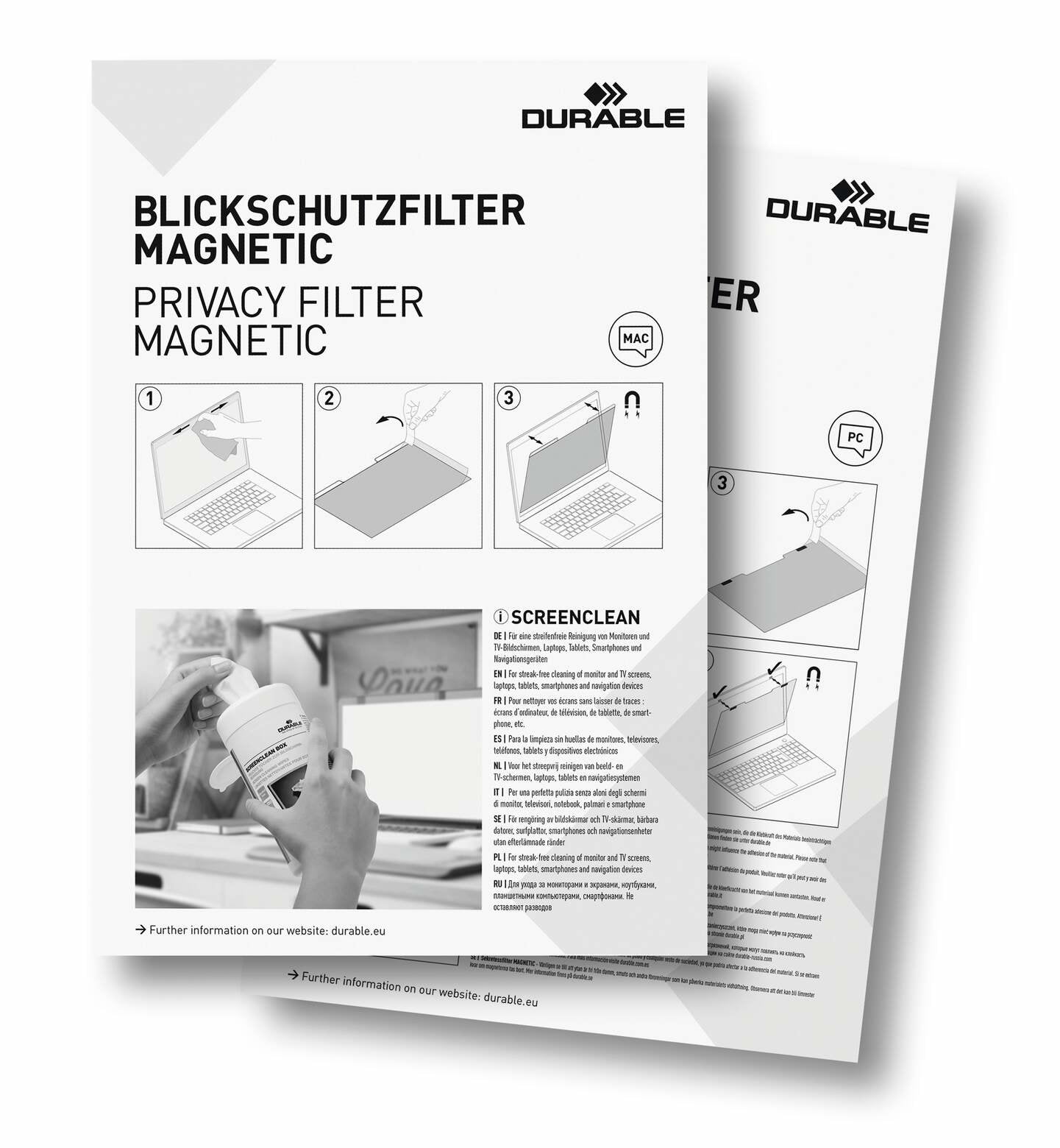 Durable 515857 Ffiltro De Privacidad Para Pantallas Sin Marco 40,6 Cm (16")