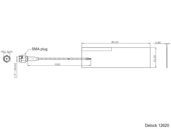 Delock Lpwan Antenne Sma Stecker 1 - 2 Dbi Rg-178 1 M Pcb Intern Klebemontage