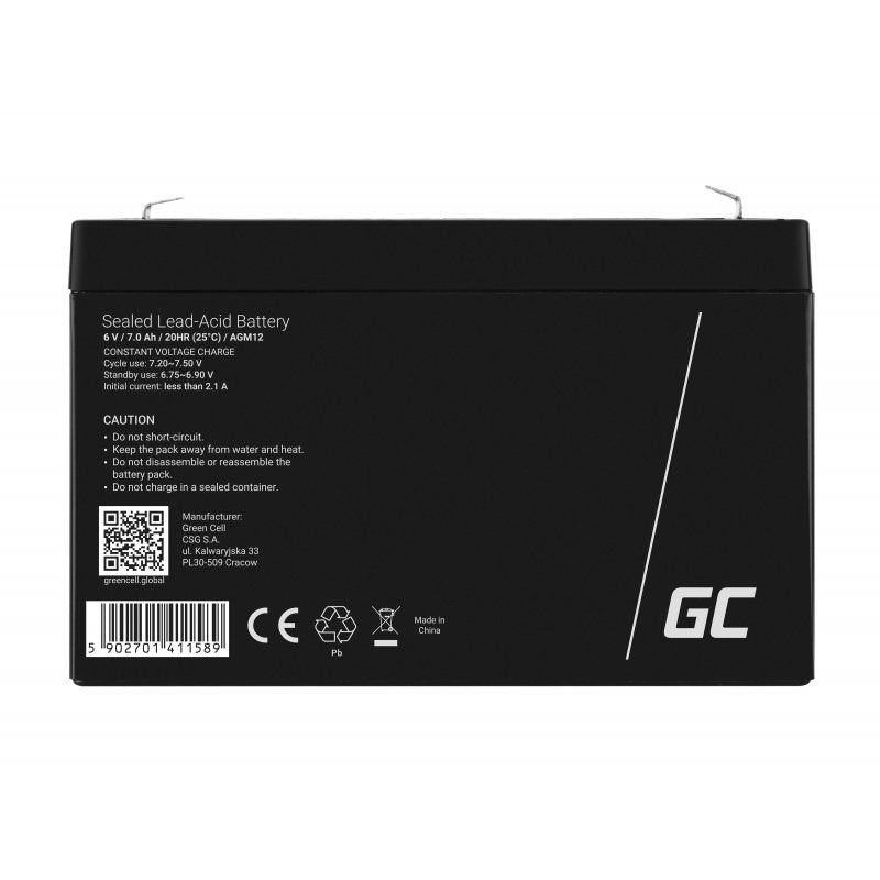 EAN 5902701411589 - Green Cell AGM12 batería recargable industrial Sealed Lead Acid (VRLA) 7000 mAh 6 V imagen 3