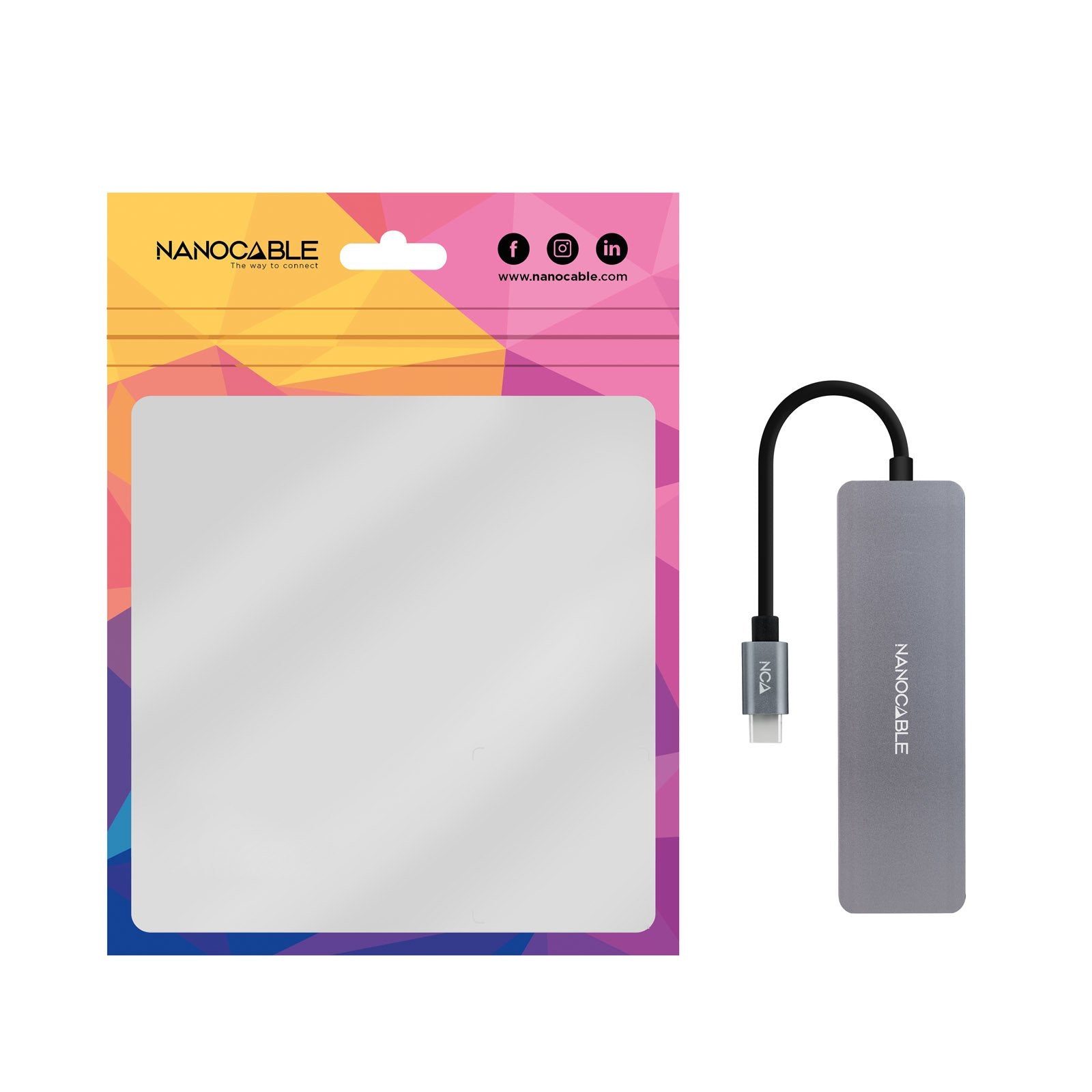 Nanocable Hub Usb-C/M A 3xusb3.0/H + 1xusb-C/H - 10cm - Aluminio