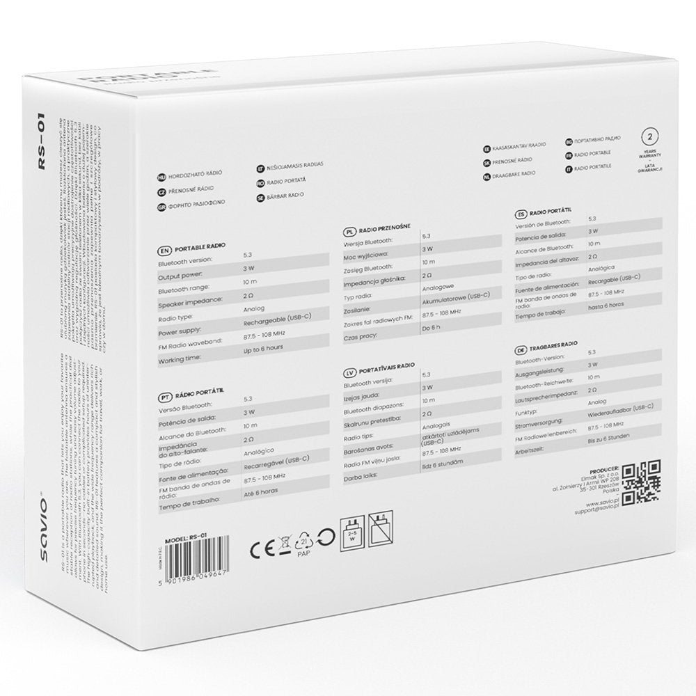 EAN 5901986049647 - Savio RS-01 radio Portátil Analógica Negro imagen 12