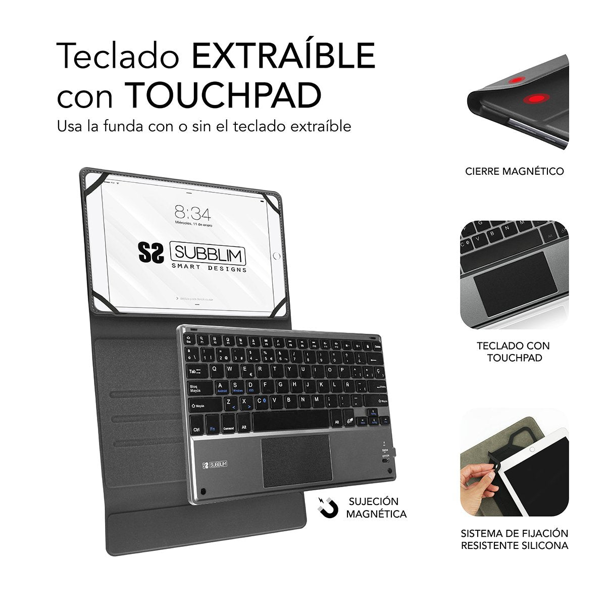 EAN 8436586741112 - SUBBLIM SUB-KT2-BTP001 teclado para móvil QWERTY Español Negro, Gris imagen 3