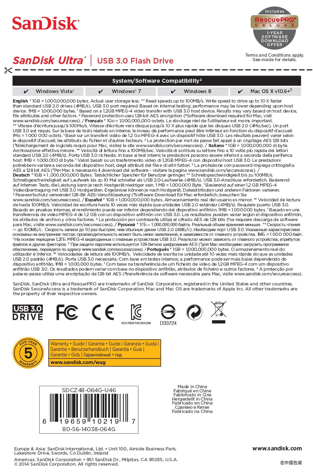 Pendrive 64gb Sandisk Cruzer Ultra Usb 3.0