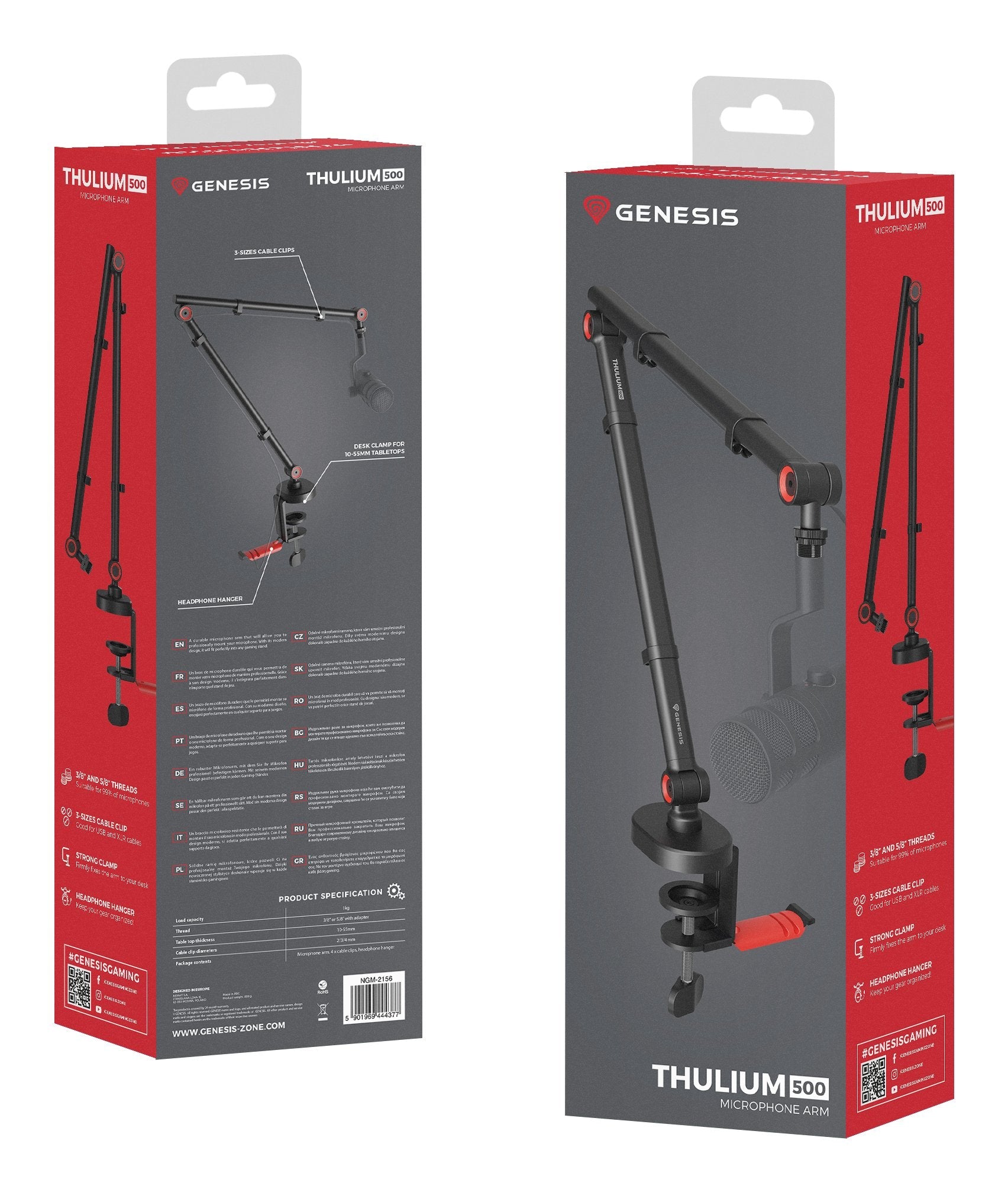 Brazo Para Microfono Genesis Thulium 500 Con Soporte Para Auriculares