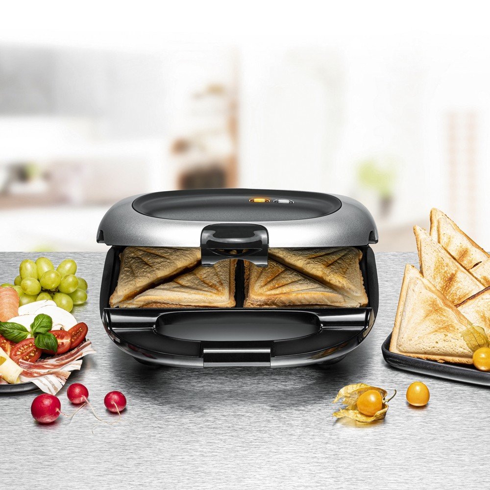Sandwichera Rommelsbacher St 1000 1000 W Negro, Plata