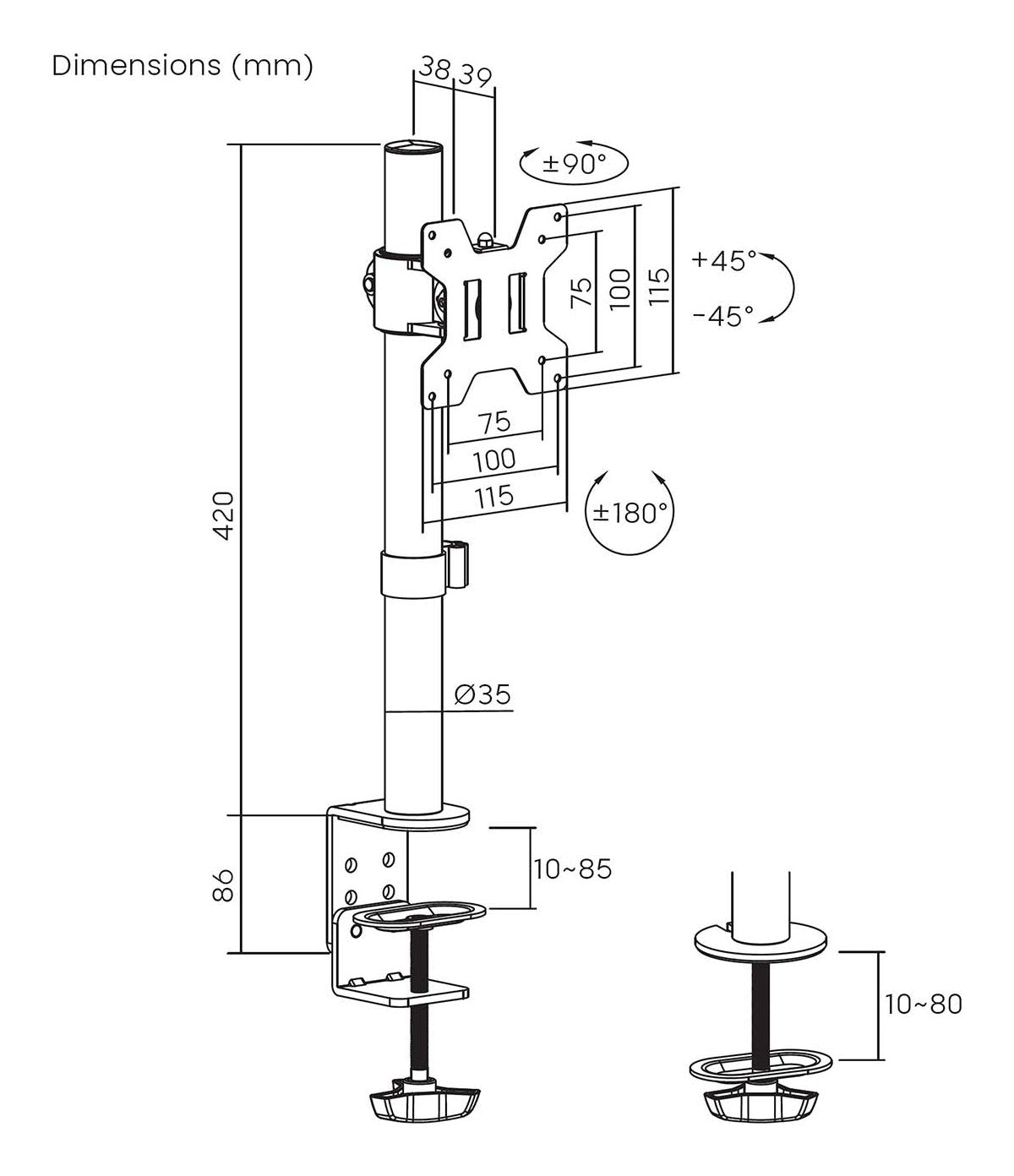Aisens Soporte De Mesa Eco Giratorio E Inclinable Para Monitor/Tv 10kg De 17-32, Negro