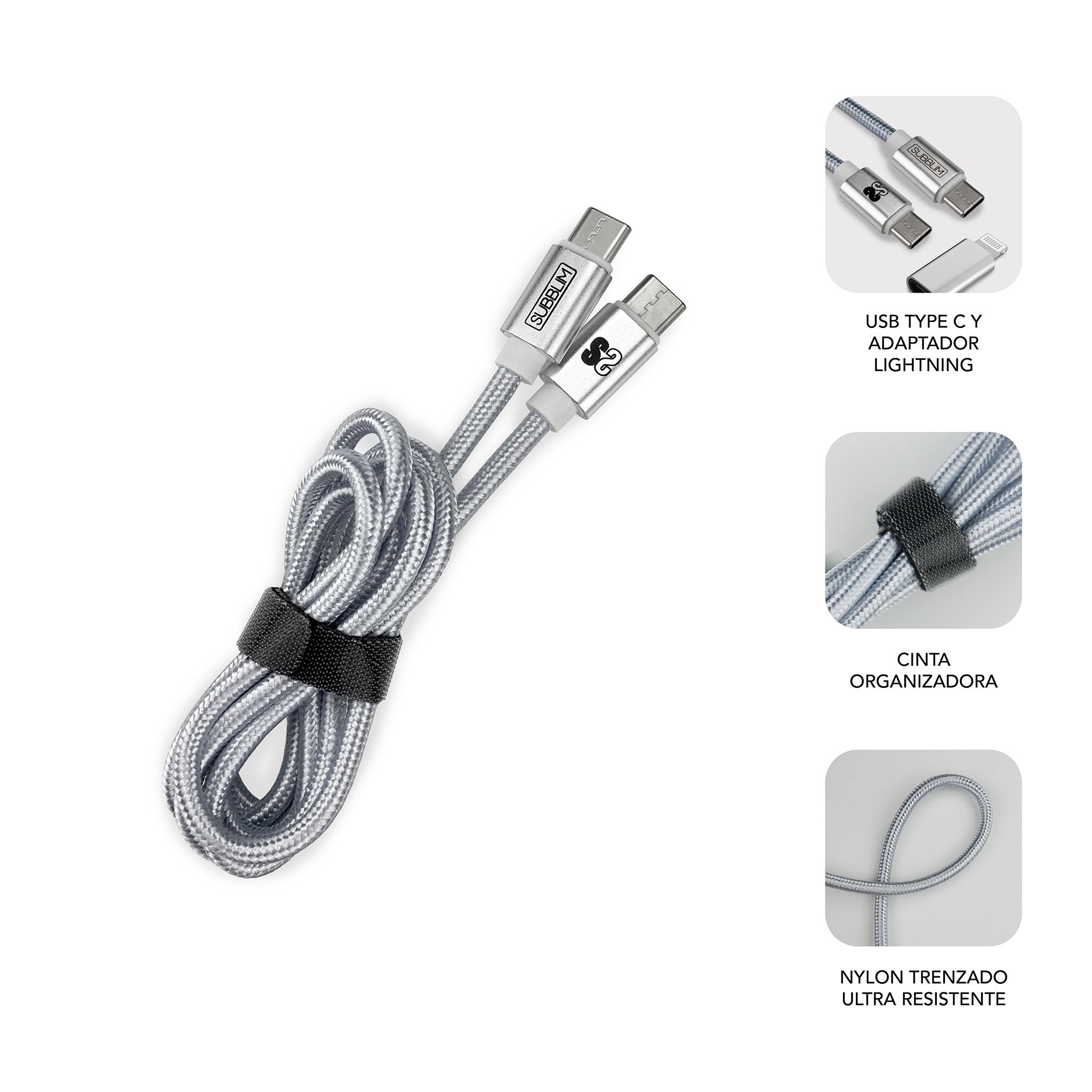 EAN 8436586742089 - SUBBLIM SUBCHG-3WPD10 cargador de dispositivo móvil Universal Plata, Blanco Corriente alterna Carga rápid imagen 3