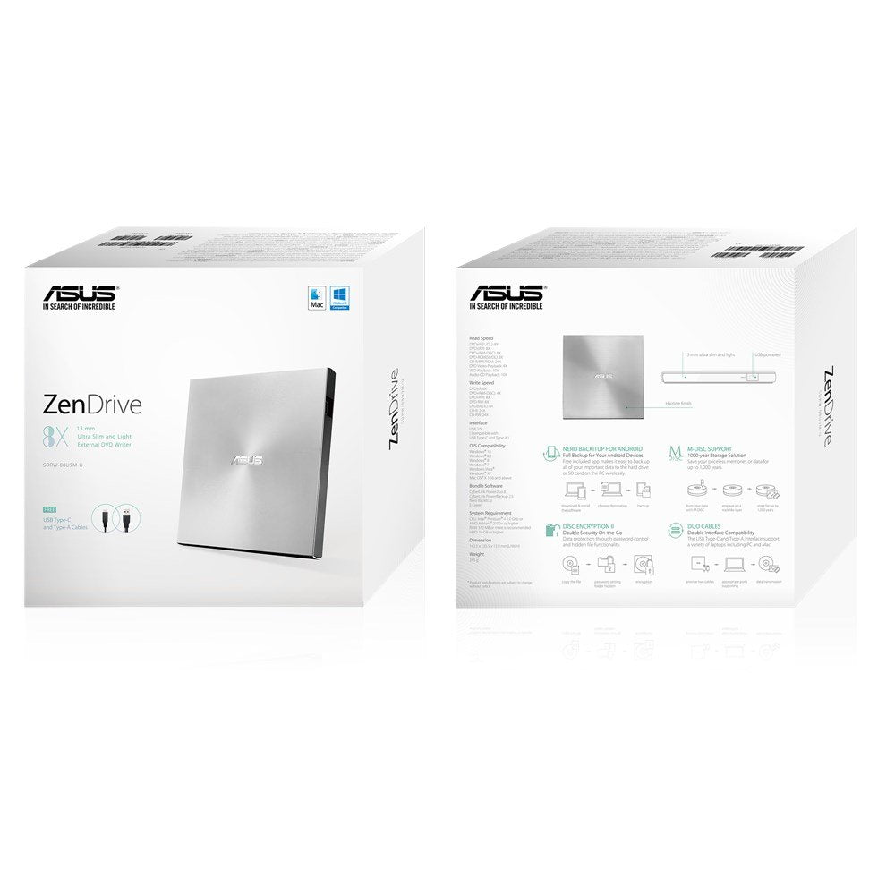 EAN 0889349714560 - ASUS ZenDrive U9M unidad de disco óptico DVD±RW Plata imagen 6
