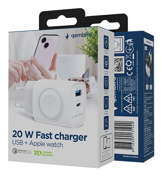 EAN 8716309131940 - Gembird TA-UC-PDQCW20-01-W cargador de dispositivo móvil Universal Blanco Corriente alterna Carga rápida imagen 4