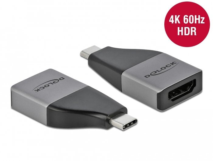 Adaptador De Delock Usb 3.2 Gen 1, Conector Usb-C> Socket Hdmi Gray/Negro, 4k 60hz + Hdr 64119