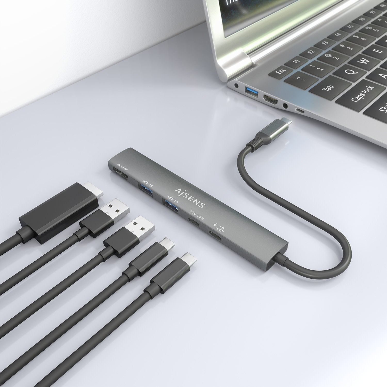 EAN 8435739903117 - AISENS ASUC-5P022-GR base para portátil y replicador de puertos Alámbrico USB 3.2 Gen 1 (3.1 Gen 1) Type- imagen 6