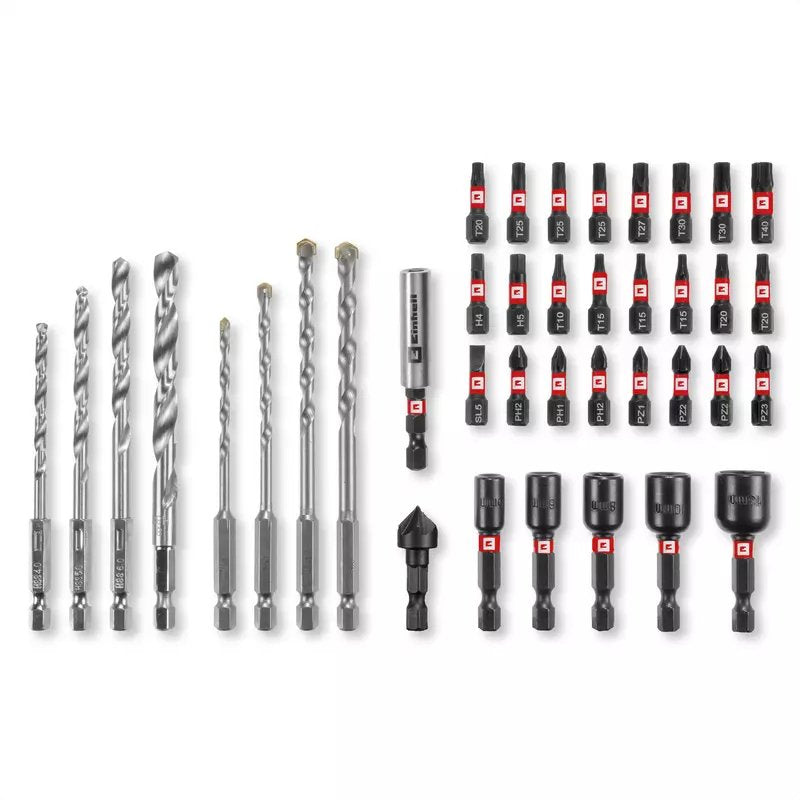 Einhell M-Case Original De 39 Piezas (Brocas De 25 Mm, Taladro Para Metal, Taladro Universal, Portabrocas De 60 Mm, Llave De Vaso, Avellanador Con Caja De Almacenamiento