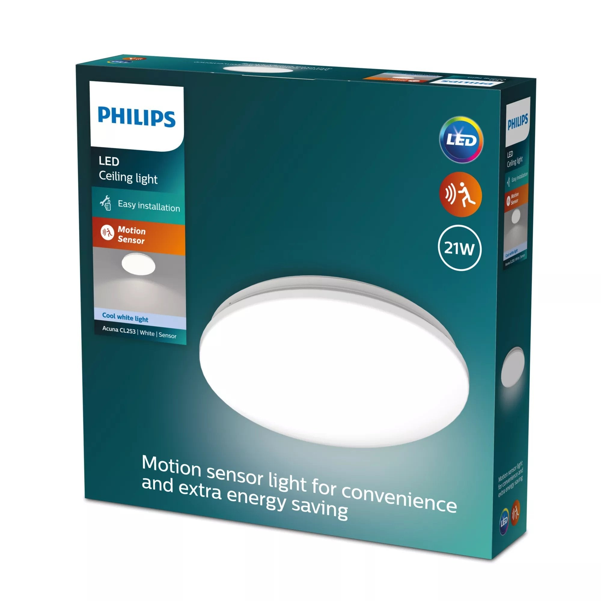 Plafón Redondo Con Sensor, Acuna, 21 W, 4000 K, 2900 Lm, Luz Día, Ø 34,5 Cm