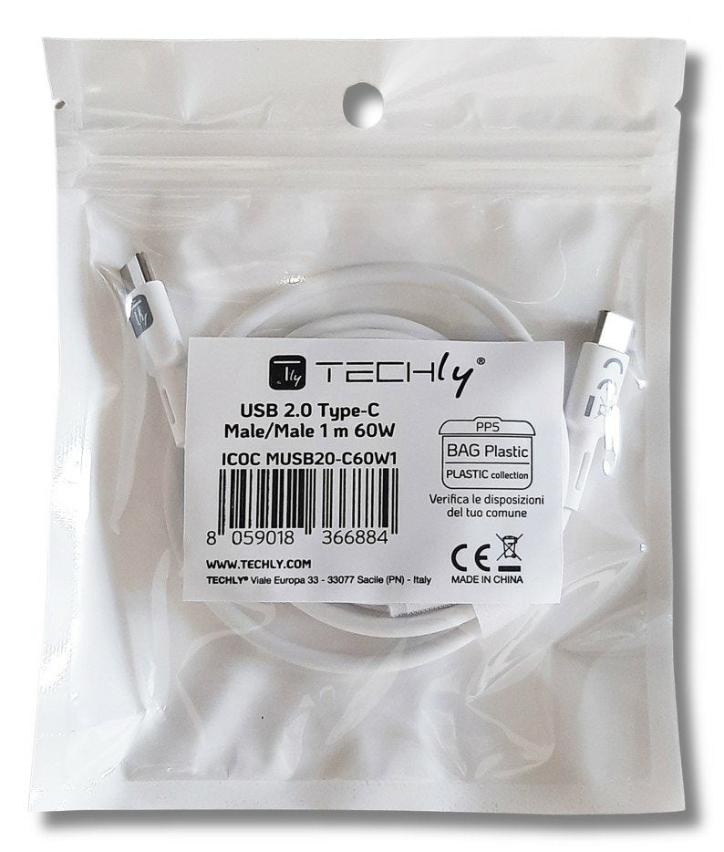Cable Techly Usb 2.0 Typ C M M Blanco 1m