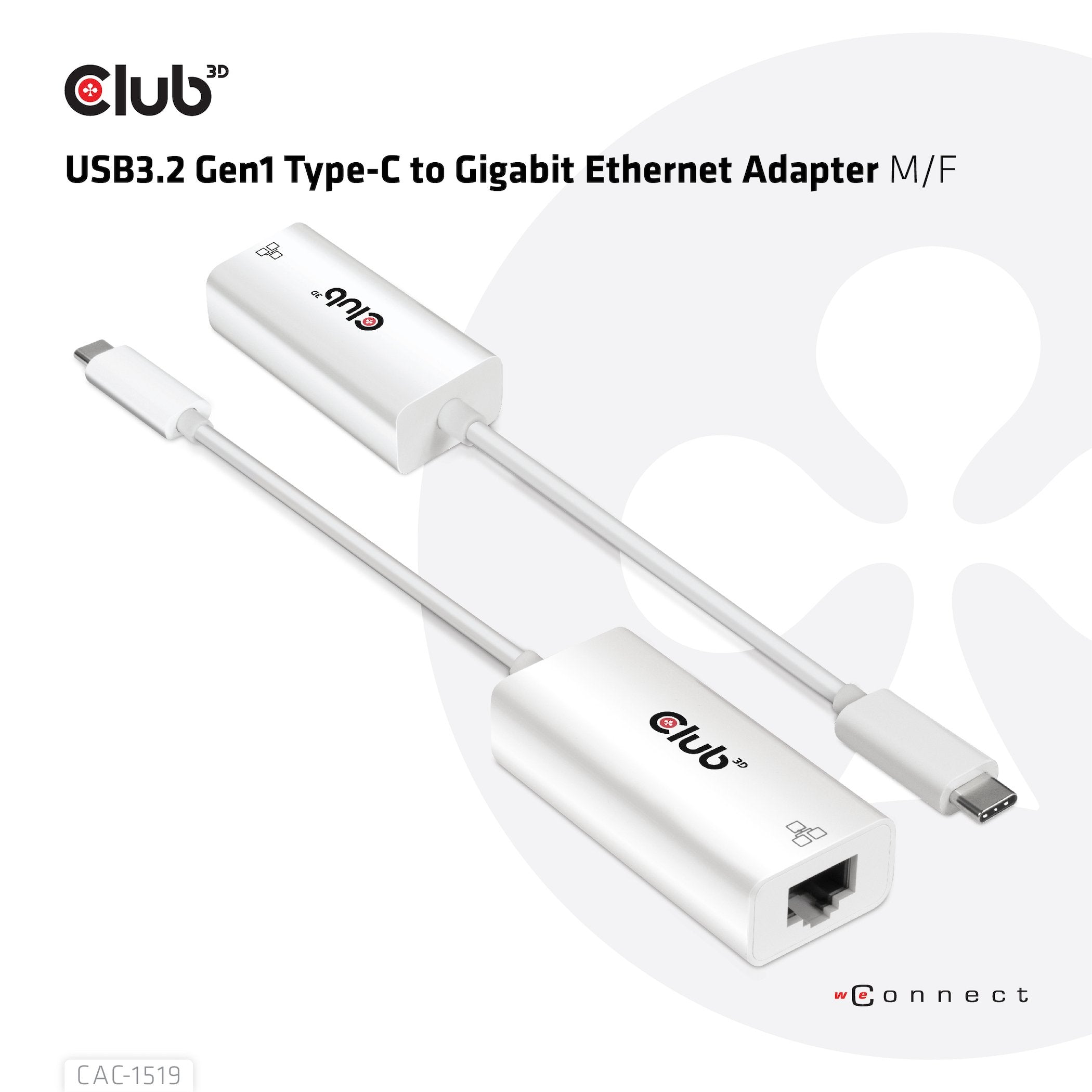 EAN 8719214471811 - CLUB3D CAC-1519 cambiador de género para cable USB-C RJ-45 Blanco imagen 7