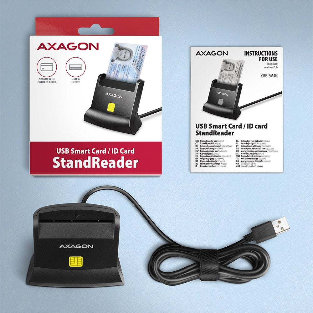 EAN 8595247907004 - Axagon Universal desktop USB contact Smart/ID card reader with long USB-A cable. Suitable for the eObanka imagen 5